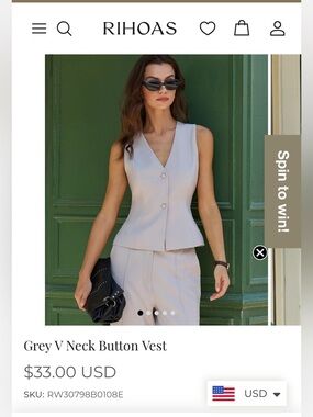 RIHOAS Light Grey Tailored V-Neck Buttoned Vest